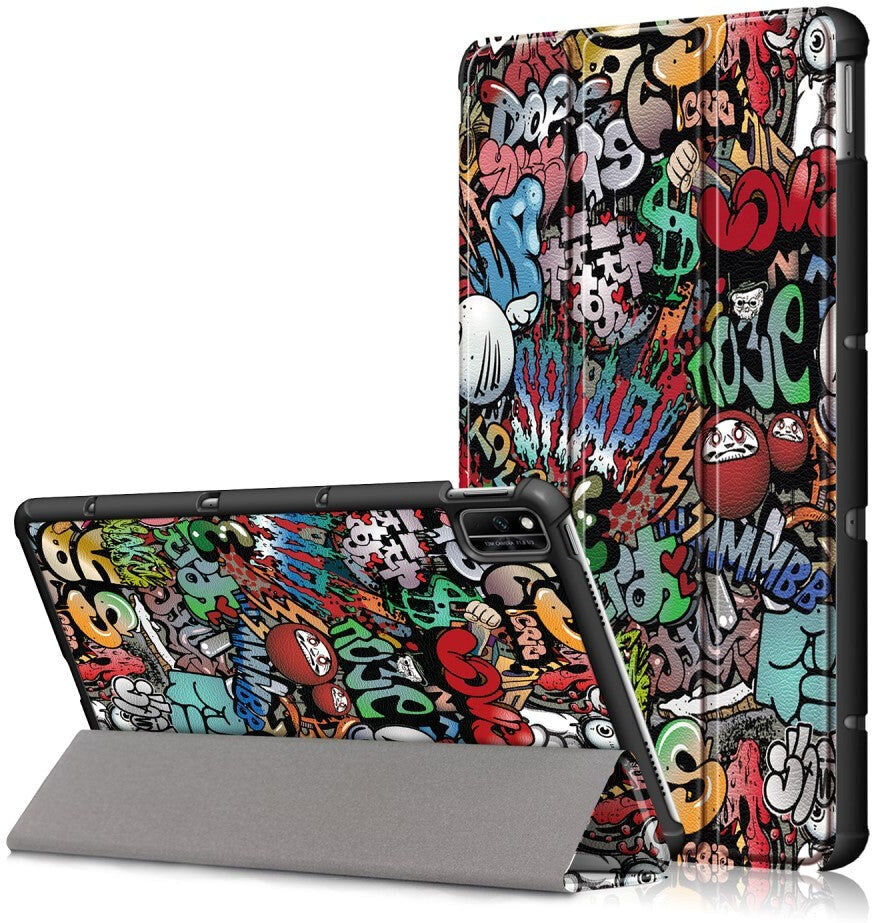 INCOVER Huawei MatePad 10.4" Tri-Fold Læder Flip Cover - Cartoon Graffiti
