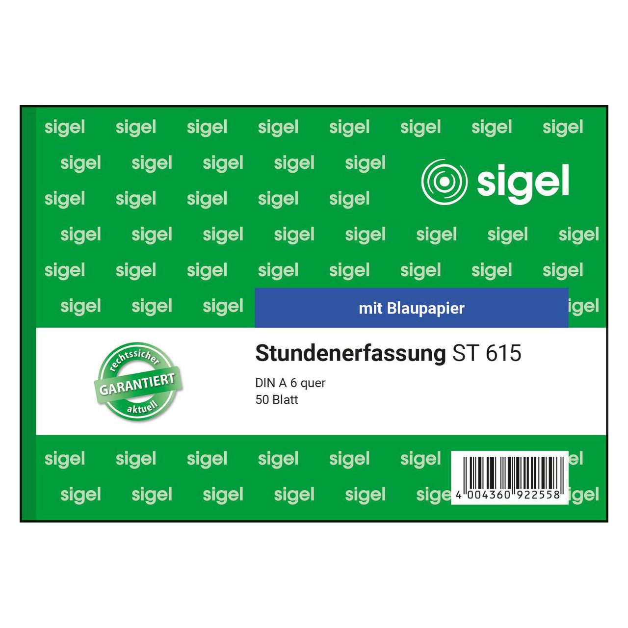 SIGEL Stundenerfassung Formularbuch ST615