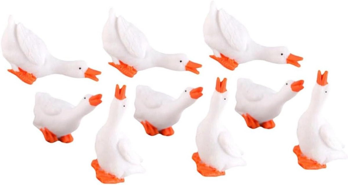 Miniatuur Ganzenbeeldjes voor Tuin en Micro Landschap Decoratie - Wit - 5 cm