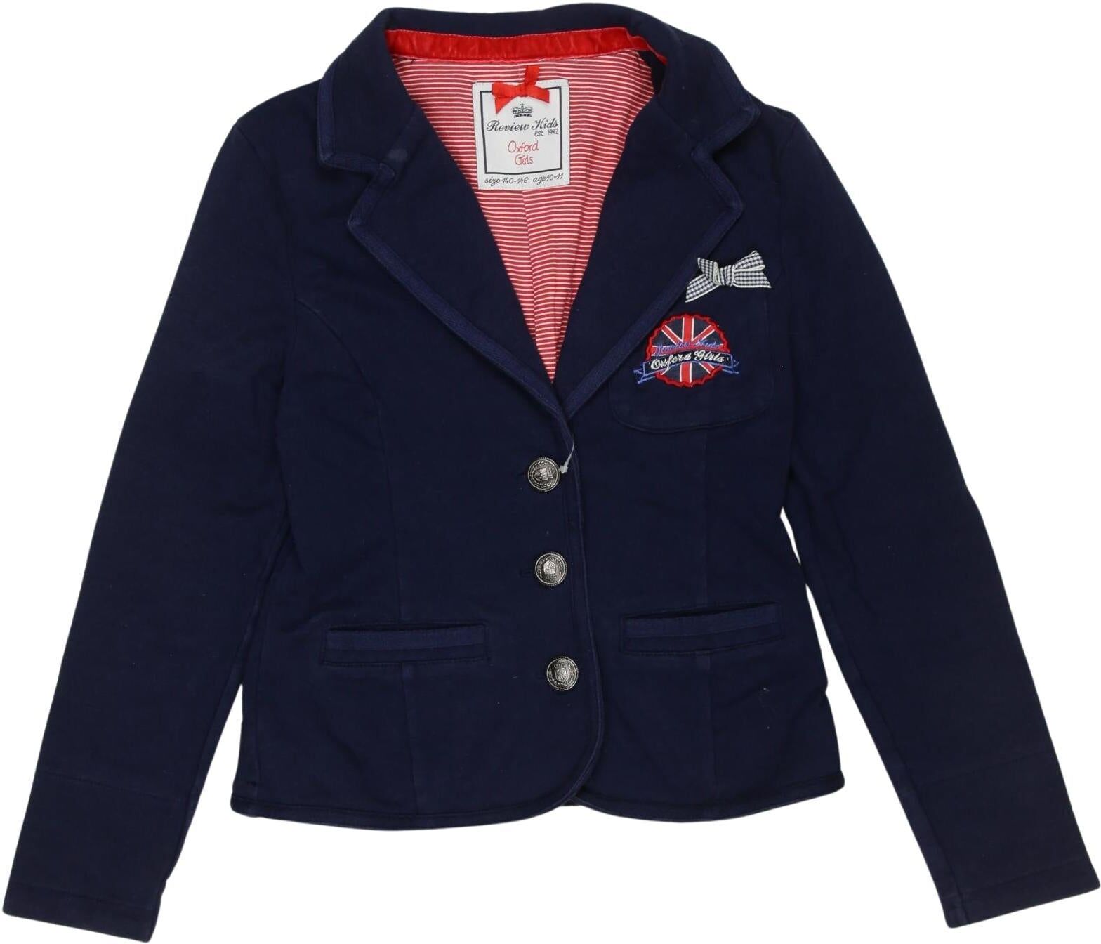 Review Mädchen Jacke oder Mantel, Marineblau, Gr. EU 140, Baumwolle / Elasthan - Second Hand