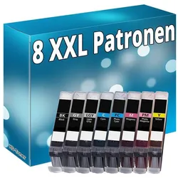 Druckfuxx, Druckerpatrone, 8 Drucker Patronen für Canon CLI-65 PIXMA PRO 200 Tintenpatronen Multi