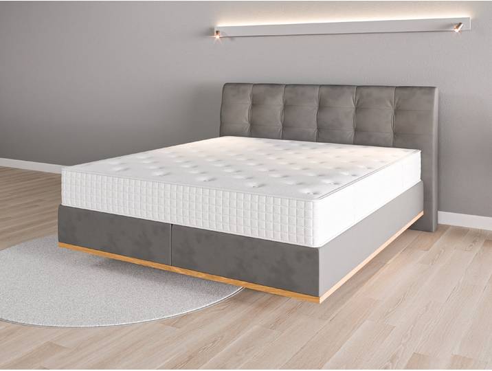 Boxspringbett 180x200 Nr. 2 - Grau (Stahlgrau) - Vintage Velours