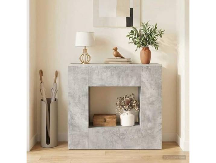 smnyxs Konsolentisch, grau, Beton, 82 x 29 x 74 cm, mit Ablagen Eingangsmöbel, vielseitige Aufbewahrung, schlichtes Design, leicht zu reinigende Verarbeitung, langlebige Struktur