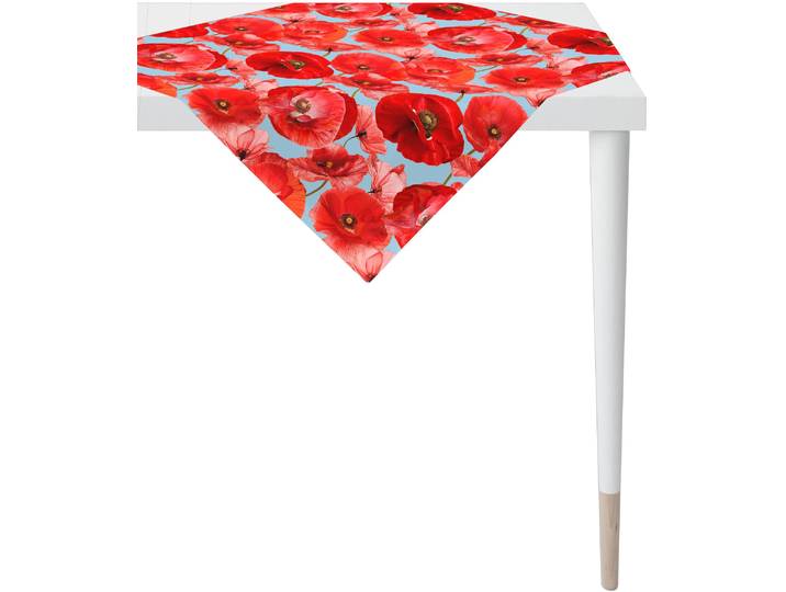 Mitteldecke APELT 7702 SUMMERTIME, Sommerdeko, Sommer Gr. 2, blau (blau, rot), B:100cm L:100cm, Baumwolle, Tischdecken, Mitteldecke, Digitaldruck