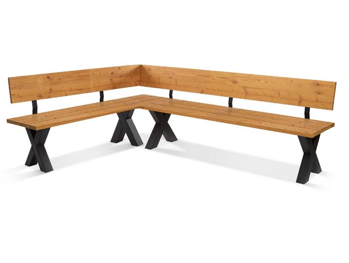 KENTUCKY Garten-Eckbank mit X-Beinen, Altholzoptik, Material