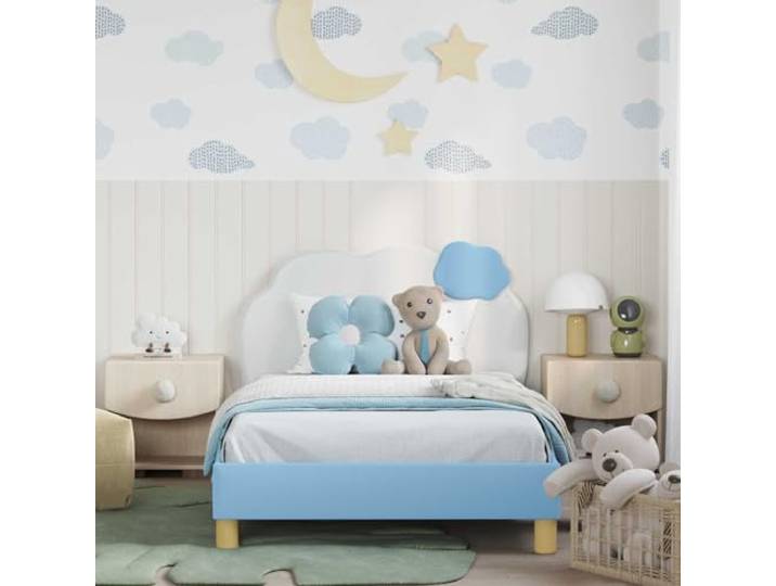 KTHLBRH Bettgestell blau 80 x 200 cm Holz Lattenrost inklusive, Low-Profile-Design, einfache Montage, max. 140 kg