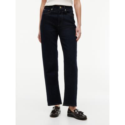High-waist-Jeans TOMMY HILFIGER "TAPERED RINSE HW ANKLE", Damen, Gr. 27, Länge 30, rinse, Denim/Jeans, Obermaterial: 100% Baumwolle, knöchellang, Jeans High-Waist-Jeans, Baumwolle, knöchellang, high waist