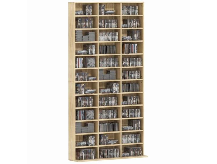 Rangements pour CD et DVD étagère rangement 1116 CD/528 DVD 36 compartiments et étagères réglables chêne