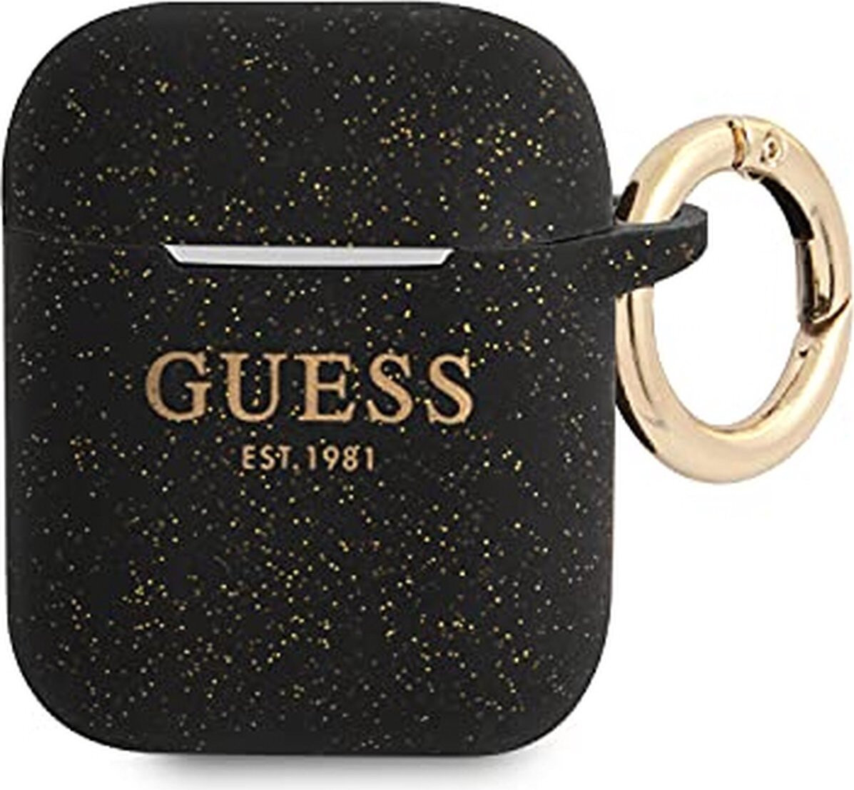 Guess Gua2Sggek AirPods hoesje, zwart, glinsterend siliconen