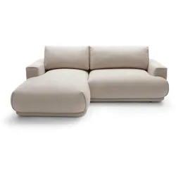 ECKSOFA NERO Beige Velours-Stoff mit Schlaffunktion
