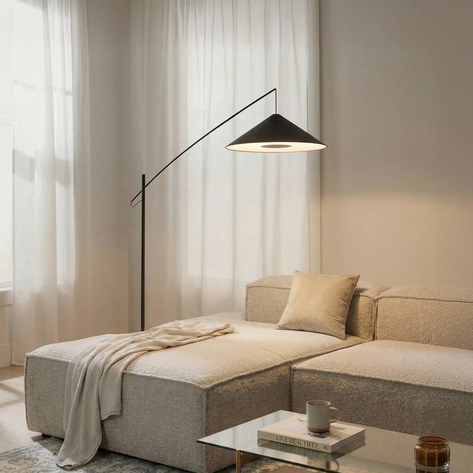 Arc Lamp Floor Poise Nowodvorski Lighting, Black, Living / Dining Room, metal, Modern, Floor Lamp