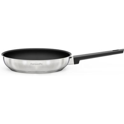 Bratpfanne HANSEATIC "SMART", silberfarben, schwarz, B:25,7cm H:5cm L:44,2cm Ø:24cm, Pfannen, Bratpfanne, Pfanne mit Antihaftbeschichtung, für alle Herdarten, inkl. Induktion