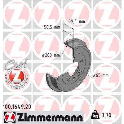 ZIMMERMANN Bremstrommel COAT Z 100164920 Hinterachse für VAG