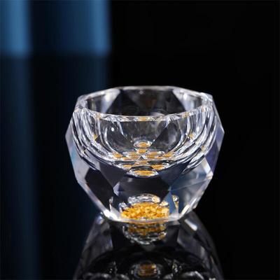 Multisell Products Hub Double Bottom Glass Tea Cup, Luxury Crystal Vodka Shot Glass, Sake Teacup Bar Glass With Gold Foil golden