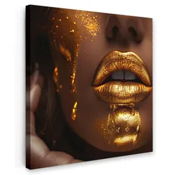 LEINWANDBILD Frau - Gold - Luxus - Porträt Wandbild Wohnzimmer 50x50 cm