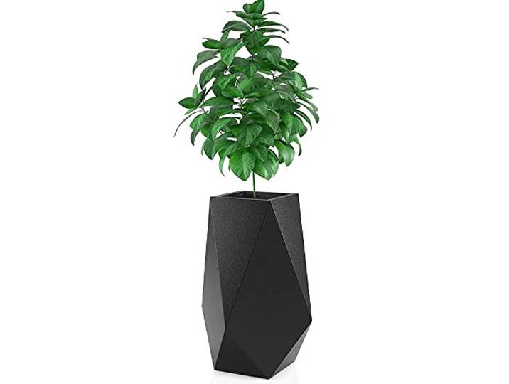 Forvega, Volcano, Hoher Topf mit Ablage, Modernes Design, Langlebig, Frost- und UV-beständig, Polyethylen, Schwarz, 80 cm