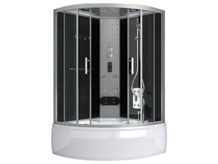 Dampfdusche Cuba Schwarz mit Radio, Ventilator, Ablage