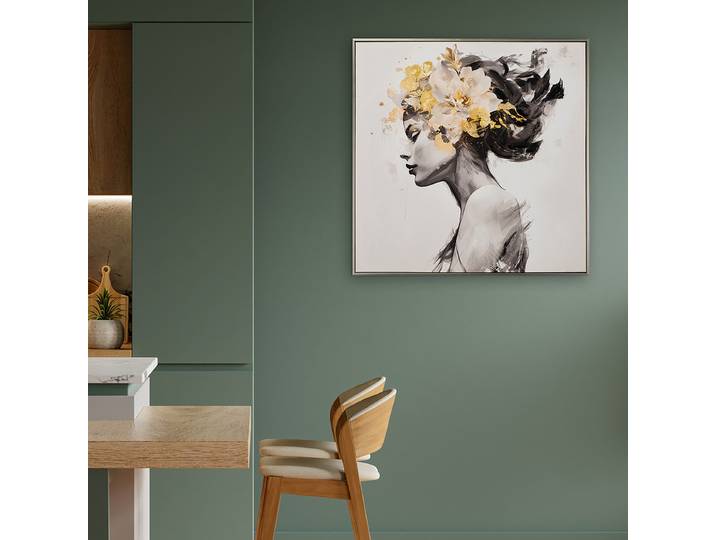 Leinwandbild Golden Flower Beauty Typ B Mischgewebe Gold/Grau 85 x 80 x 3cm