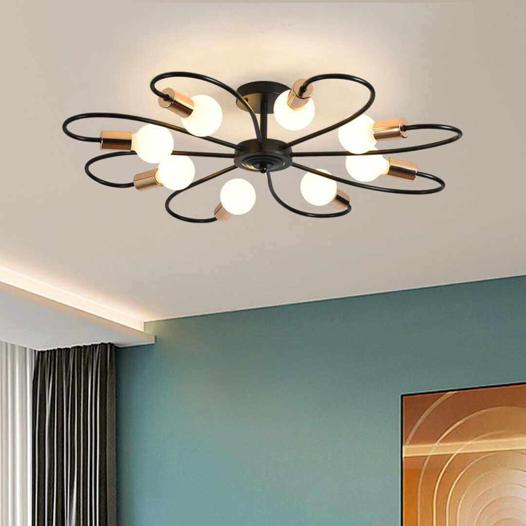 Blue Elephant Azeriah 8-Light 84cm Semi Flush Mount Black 18cm H X 84cm W X 84cm D
