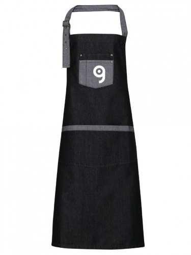 Domain Contrast Denim Bib Apron, grembiule in cotone resistente Personalizzate o neutre Premier