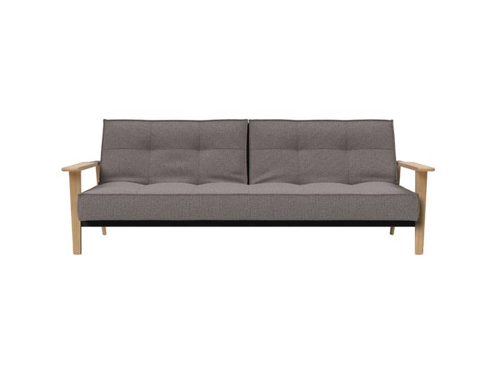 Bettsofa Split graubeige Stoff B 232 T 99 cm Ausklappbar