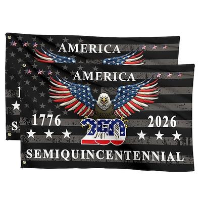 2 Stück US-Flagge zum 250. Jahrestag der Unabhängigkeit Amerikas – 250 Jahre Freiheit – Gedenkflagge mit majestätischem Adler mit ausgebreiteten Schwingen – patriotisches Banner (1776–2026) –