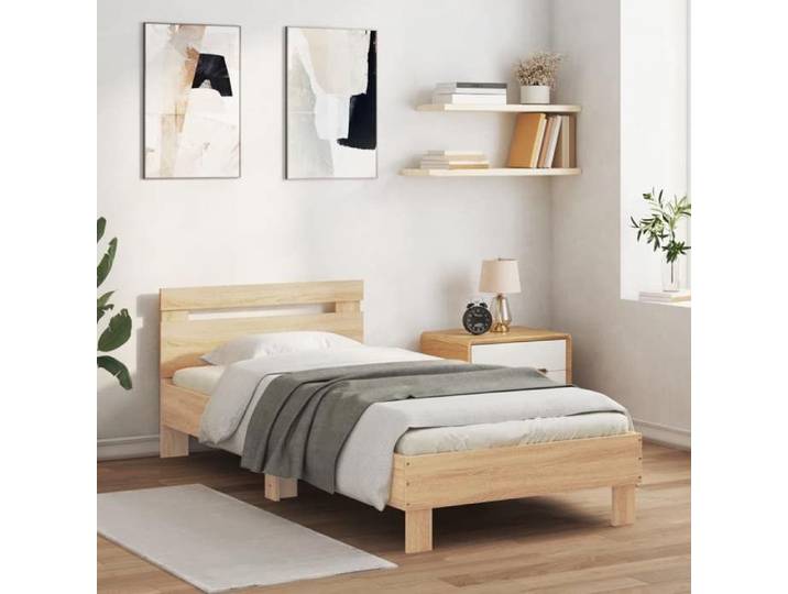 SOLO - NEUF Cadre de lit 1 places - design contemporain - pour adulte - sans matelas - avec tête de lit 90x190cm 2448 4729