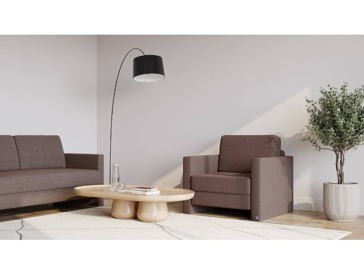 BRUNO Schlafsessel 70cm in Braun praktische Größe stabiles Massivholz & Boxspringkomfort