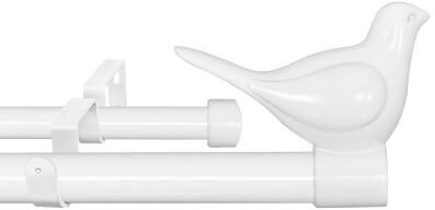"MERIVILLE 3/4"" Diameter Farmhouse Double Window Curtain Rod, Bird Finials"