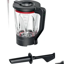 Bosch ThermoSafe Glasmixer für Bosch Küchenmaschine Serie 6 Mixer-Aufsatz Schwarz, Transpare MUZS6MX