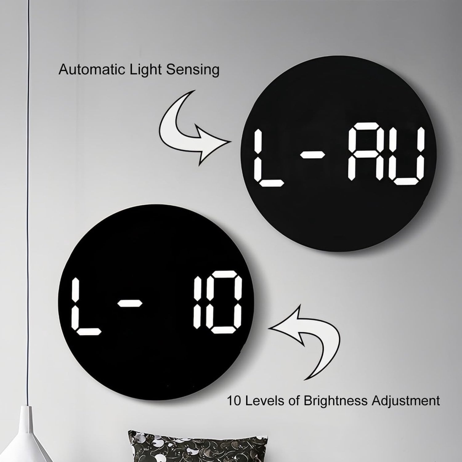 Ronde LED Wandklok met 10 Inch, Instelbare Helderheid, Temperatuur, Vochtigheid, Datum, Countdown en Afstandsbediening voor Thuis en Woonkamer