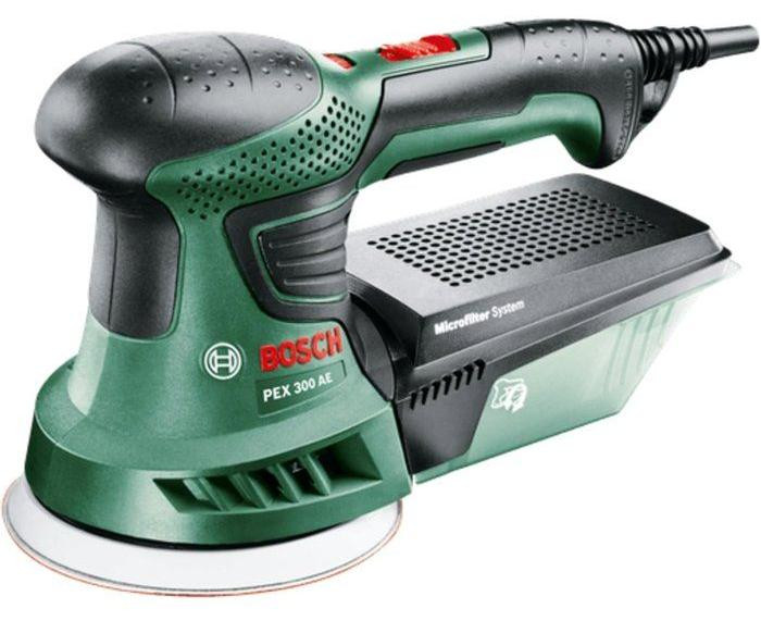 Bosch PEX 300 AE Excenterschuurmachine 270W met 25 schuurpapieren en 1 zachte schuurschijf