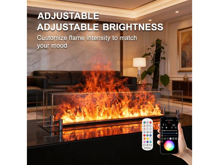 Cheminée électrique à vapeur 3D avec application de contrôle à distance, effet de brume réaliste, décoration intérieure, cheminée à vapeur intégrée