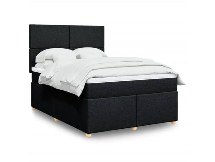 RJPLMFV Lattenrost mit Matratze, Schwarz, 160 x 200 cm Taschenfedern, unabhängige Unterstützung, verstellbarer Kopf, abnehmbarer Topper, Polyestergewebe