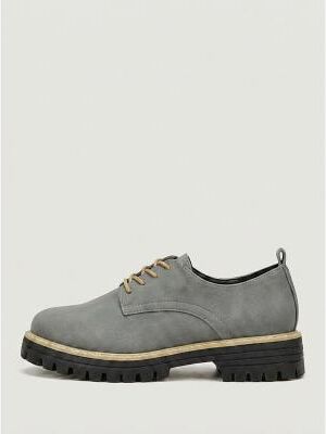 LightInthebox Women's Black Suede Oxford Shoes - Fashion Platform Lug Sole Derby Shoes Lace Up Flat Creepers for Street Style, Daily Casual Wear