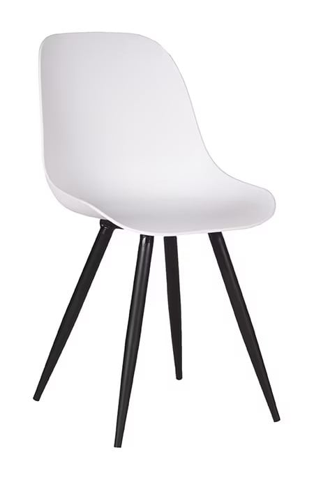 LABEL51 Eetkamerstoel Monza - Wit met Zwart Metalen Frame