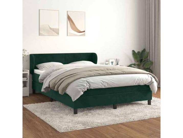 RJPLMFV Komplettes Bett, Velours, Dunkelgrün, 140 x 190 cm, mit Lattenrost und Matratze