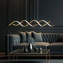 LED Hängelampe dimmbar gold Esstischleuchte Pendelleuchte Wohnzimmerlampe, verstellbare Lichtfarbe, Spiralenform, 45W 5600lm Warmweiß + Neutralweiß, BxH 106x150cm