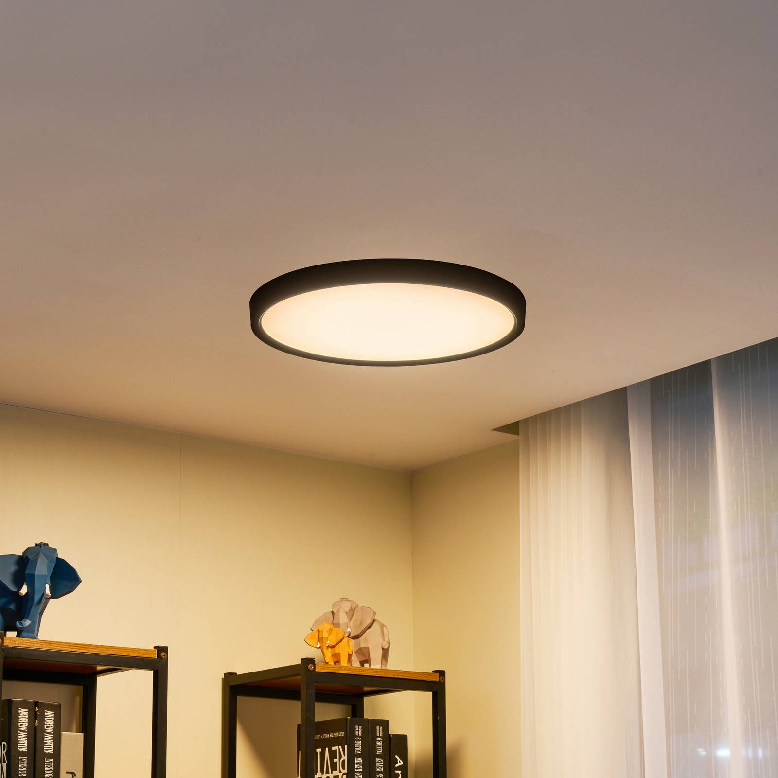 Smart loftslampe Pravin Lindby, dæmpbar, Sort, Stue/spisestue, Plast, Moderne
