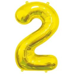 XL Folienballon Zahl 2 gold 85 cm