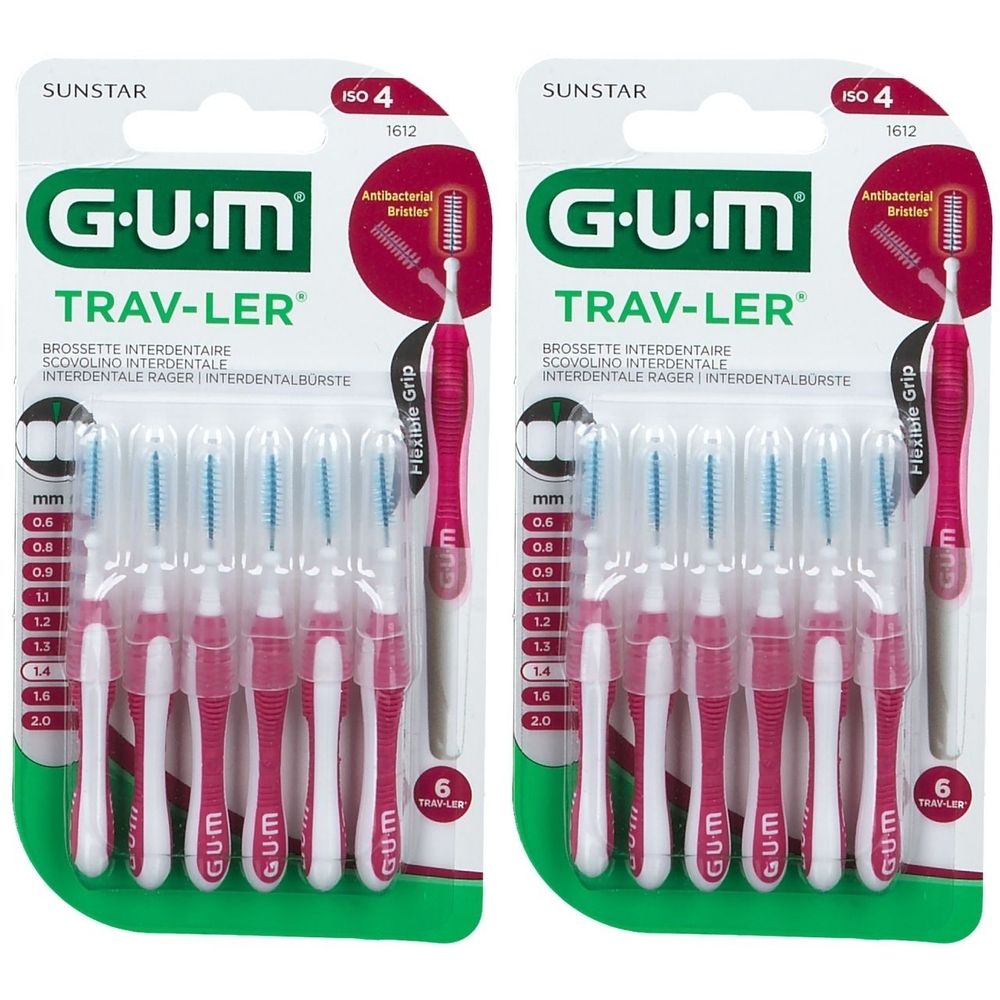 GUM Trav-Ler Pink Ke1.4 IN x2 2x6 St Zahnbürste