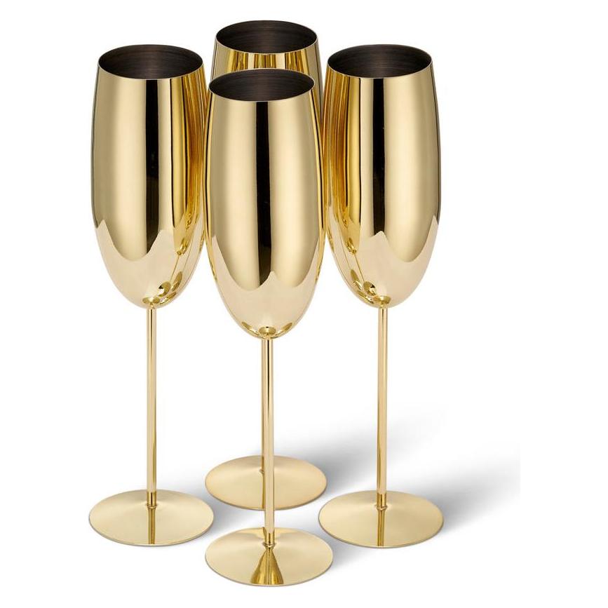 Oak & Steel Edelstahl Sektgläser Gold 2er-Set (28.50 cl, 2 Gläser, Sektgläser) (S1060)