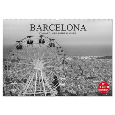 Barcelona Schwarz / Weiß Impressionen (Wandkalender 2027 DIN A2 quer), CALVENDO Monatskalender
