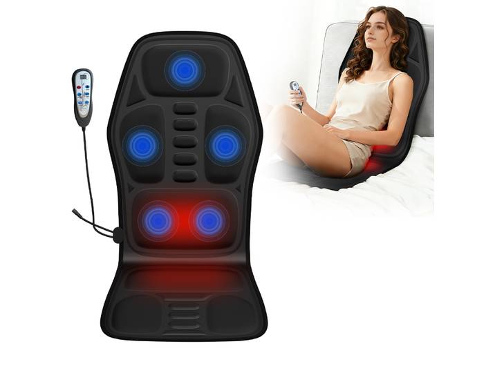 Coussin de massage chauffant avec vibrations corporelles complètes, pour hommes et femmes, à utiliser à la maison, au bureau ou en voiture, idéal comme cadeau