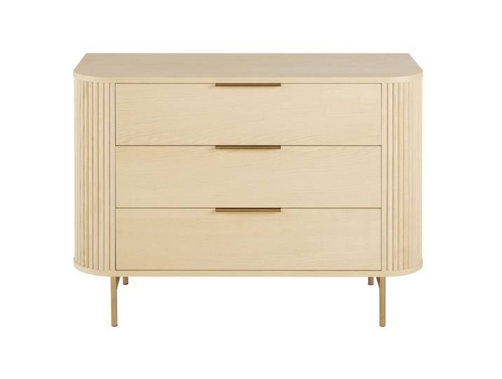 Commode en bois de frêne, placage frêne et érable, L110 cm