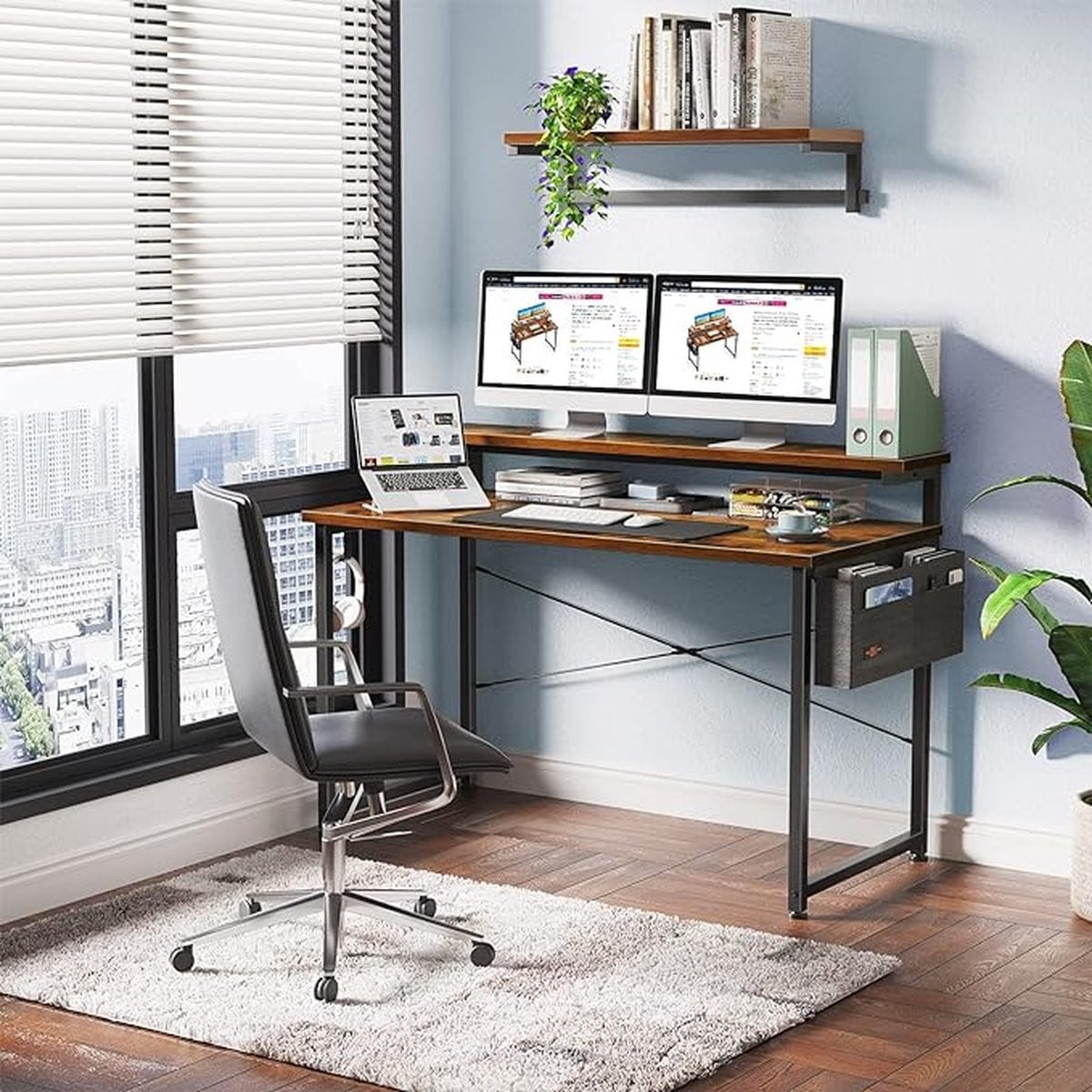 ODK Gaming Desk Bruin, Verstelbare Computertafel voor Thuiswerkplek of Kantoor, B/D/H: 120 x 50 x 84 cm
