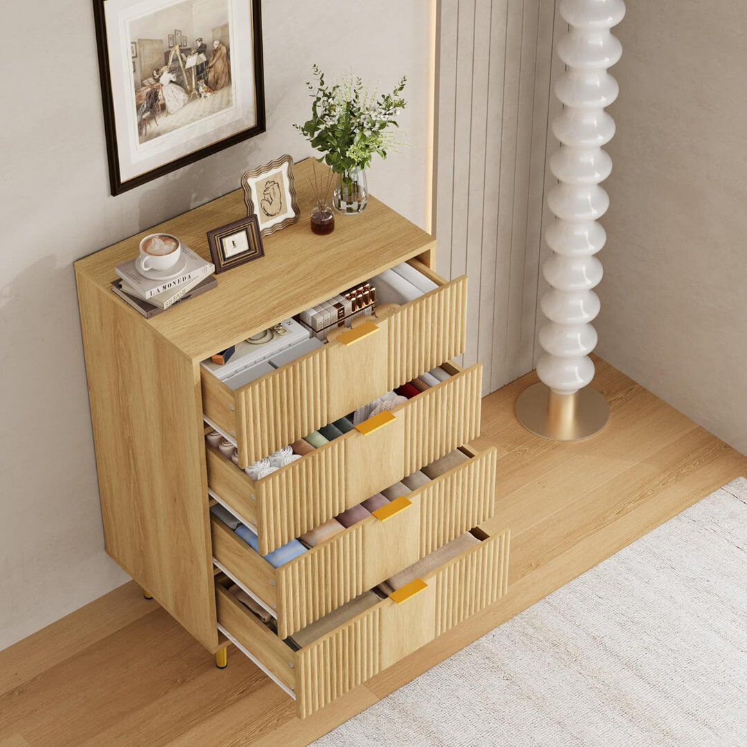 Blue Elephant 47 cm W Chest of 4 Drawers Tan 162.4cm H X 47cm W X 86cm D