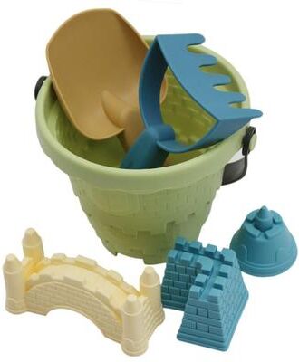 Uplifted Trends Interactive Sand Toys Set Beach Castle Bucket Shovel Rake And Mold Kit For Kids And Families green