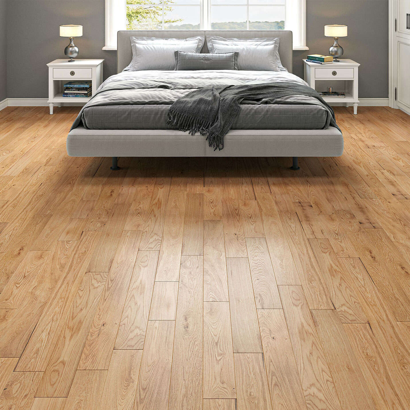 Luxury Flooring Natural Engineered Oak Smooth & Lacquered Flooring - 14mm x 300-1200mm x 125mm