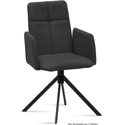 ARMLEHNSTUHL (2er-Set) Druci 52x92x60 Schwarz/Anthrazit